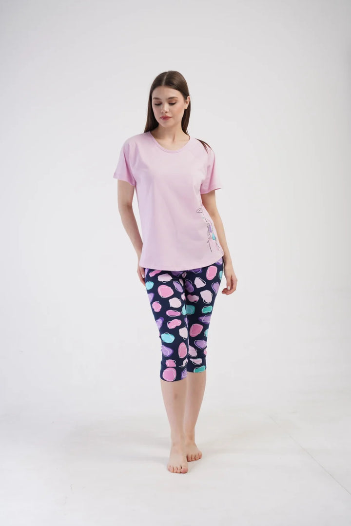 Piżama Damska Vienetta Giraffe, Różowy, r. S-XL