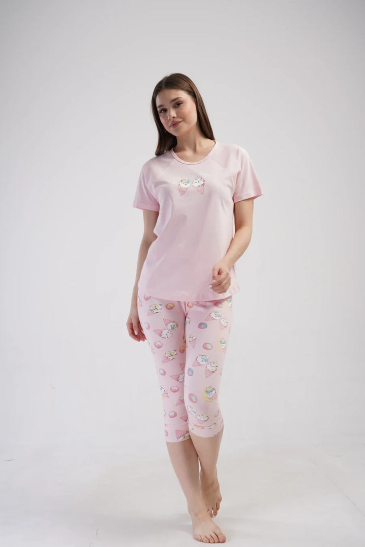 Piżama Damska Vienetta Ice Creams, Różowy, r. M-XXL