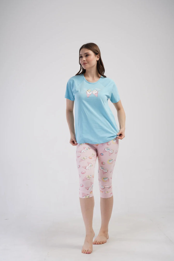 Piżama Damska Vienetta Ice Creams, Niebieski, r. M-XXL