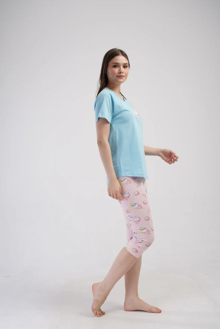 Piżama Damska Vienetta Ice Creams, Niebieski, r. M-XXL