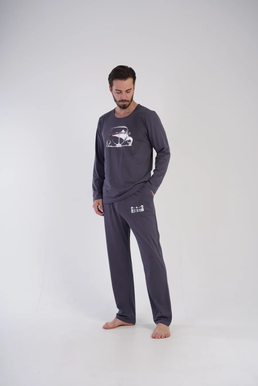 Piżama Męska Vienetta Best in Town, Szary, r. L-XXL