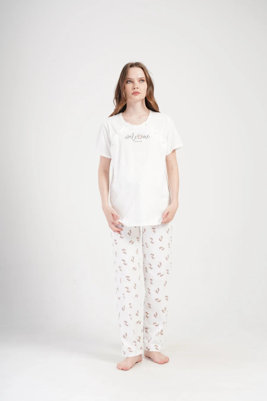 Piżama Damska do karmienia Vienetta Welcome, Biały, r. S-XL