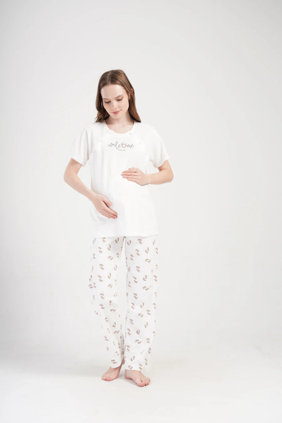 Piżama Damska do karmienia Vienetta Welcome, Biały, r. S-XL