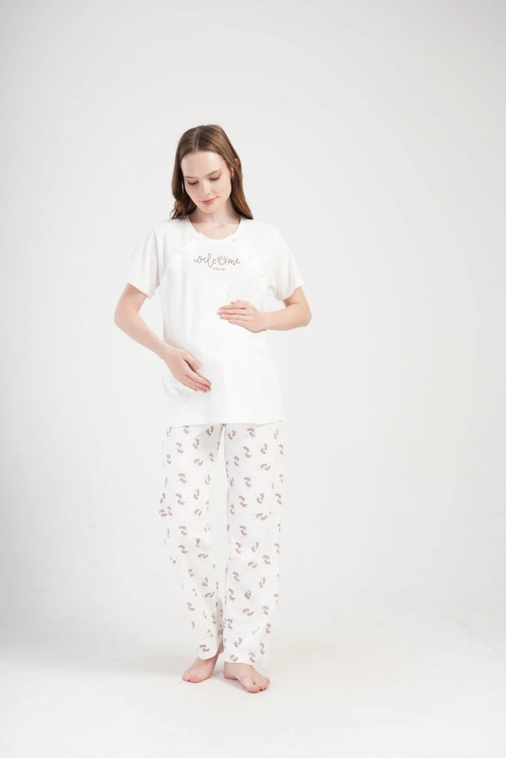 Piżama Damska do karmienia Vienetta Welcome, Biały, r. S-XL