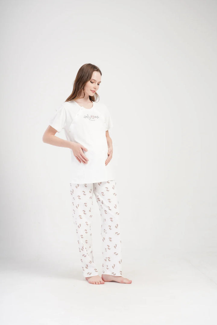 Piżama Damska do karmienia Vienetta Welcome, Biały, r. S-XL