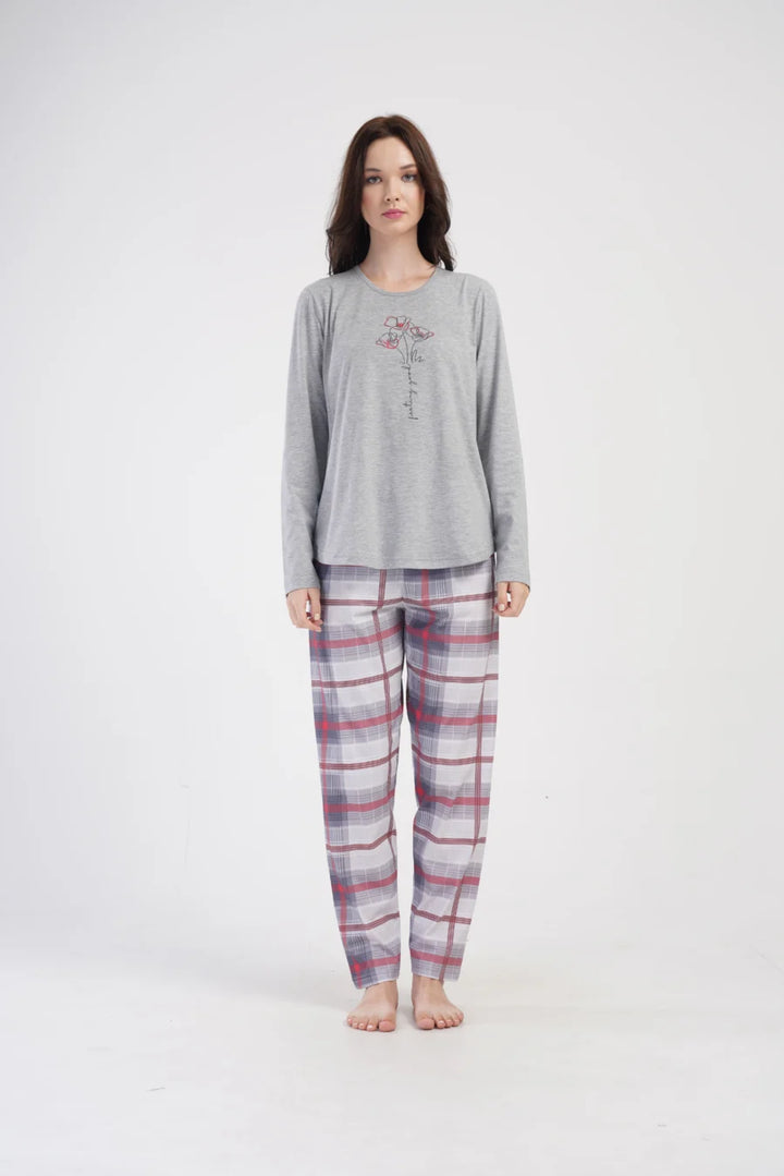 Piżama Damska Vienetta Roses, Szary, r. 1XL-4XL