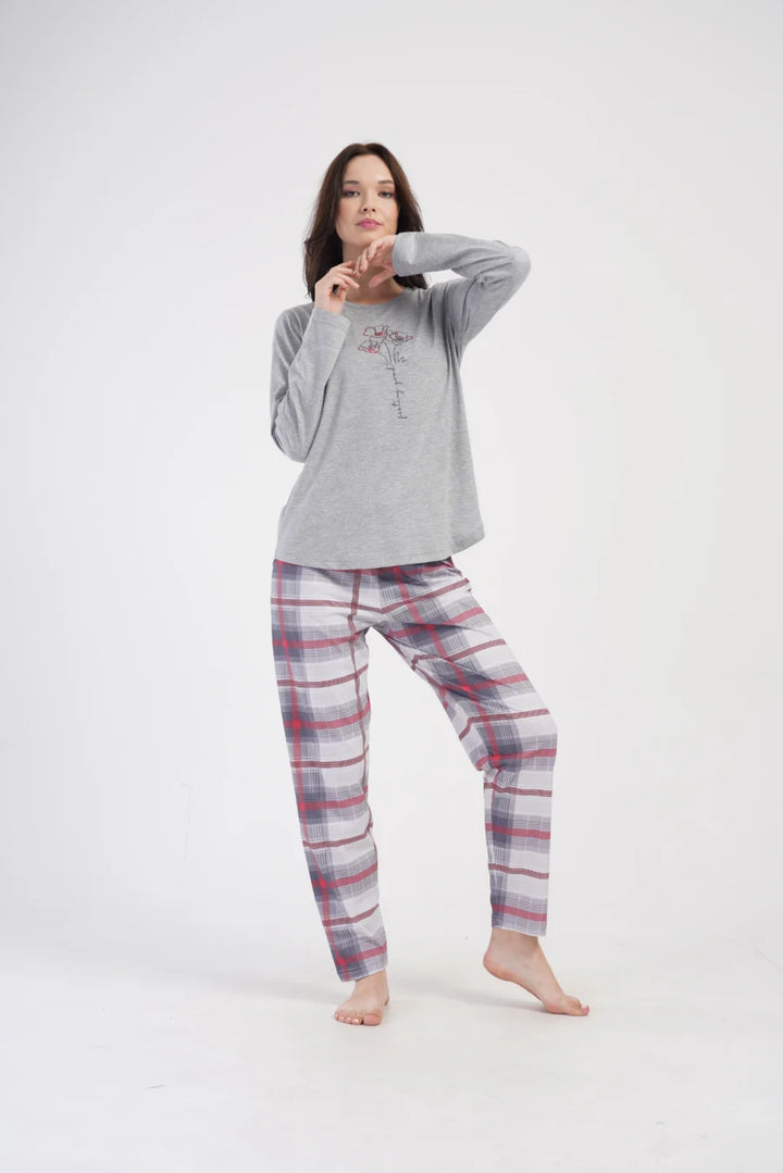 Piżama Damska Vienetta Roses, Szary, r. 1XL-4XL