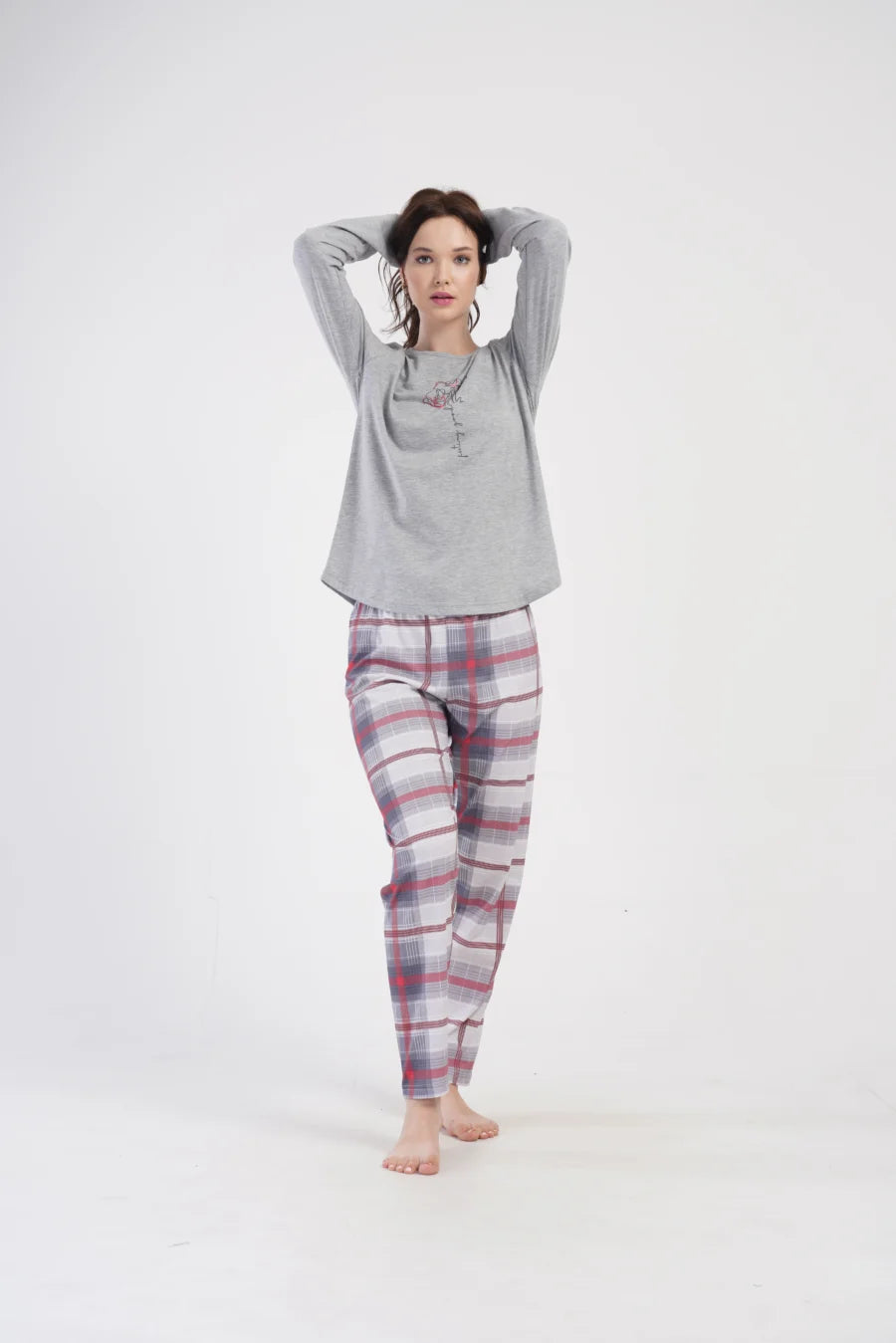 Piżama Damska Vienetta Roses, Szary, r. 1XL-4XL