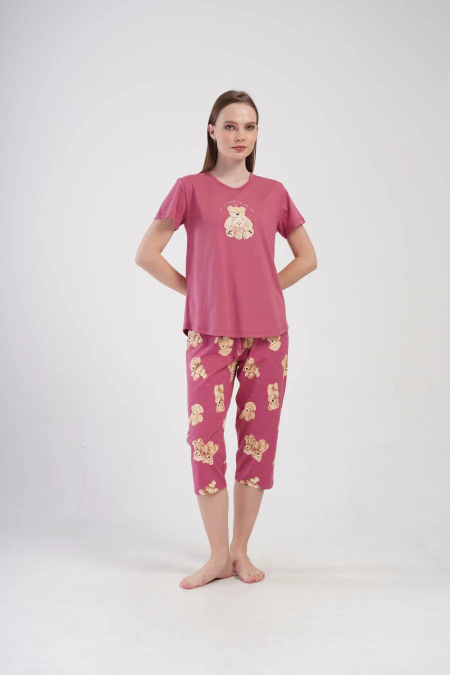 Piżama Damska Vienetta Happy to See You, Różowy, r. S-XL