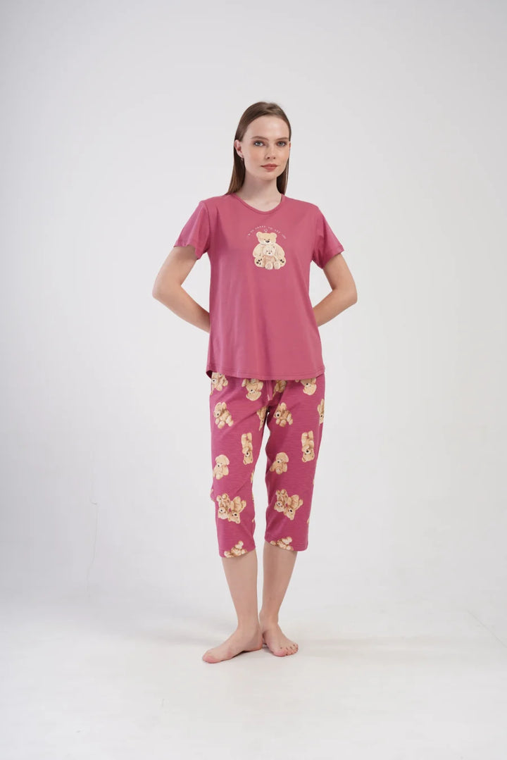 Piżama Damska Vienetta Happy to See You, Różowy, r. S-XL