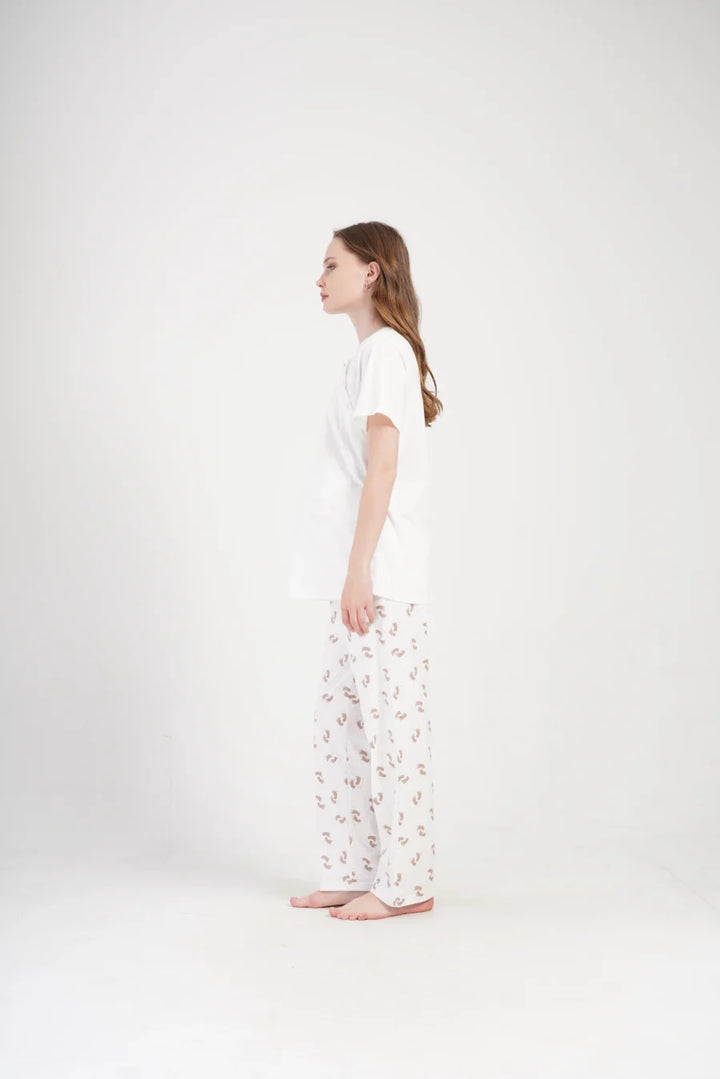 Piżama Damska do karmienia Vienetta Welcome, Biały, r. S-XL