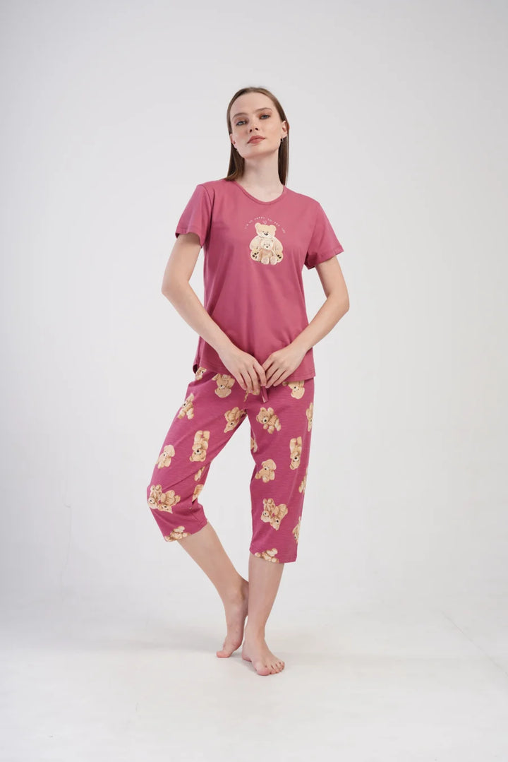 Piżama Damska Vienetta Happy to See You, Różowy, r. S-XL