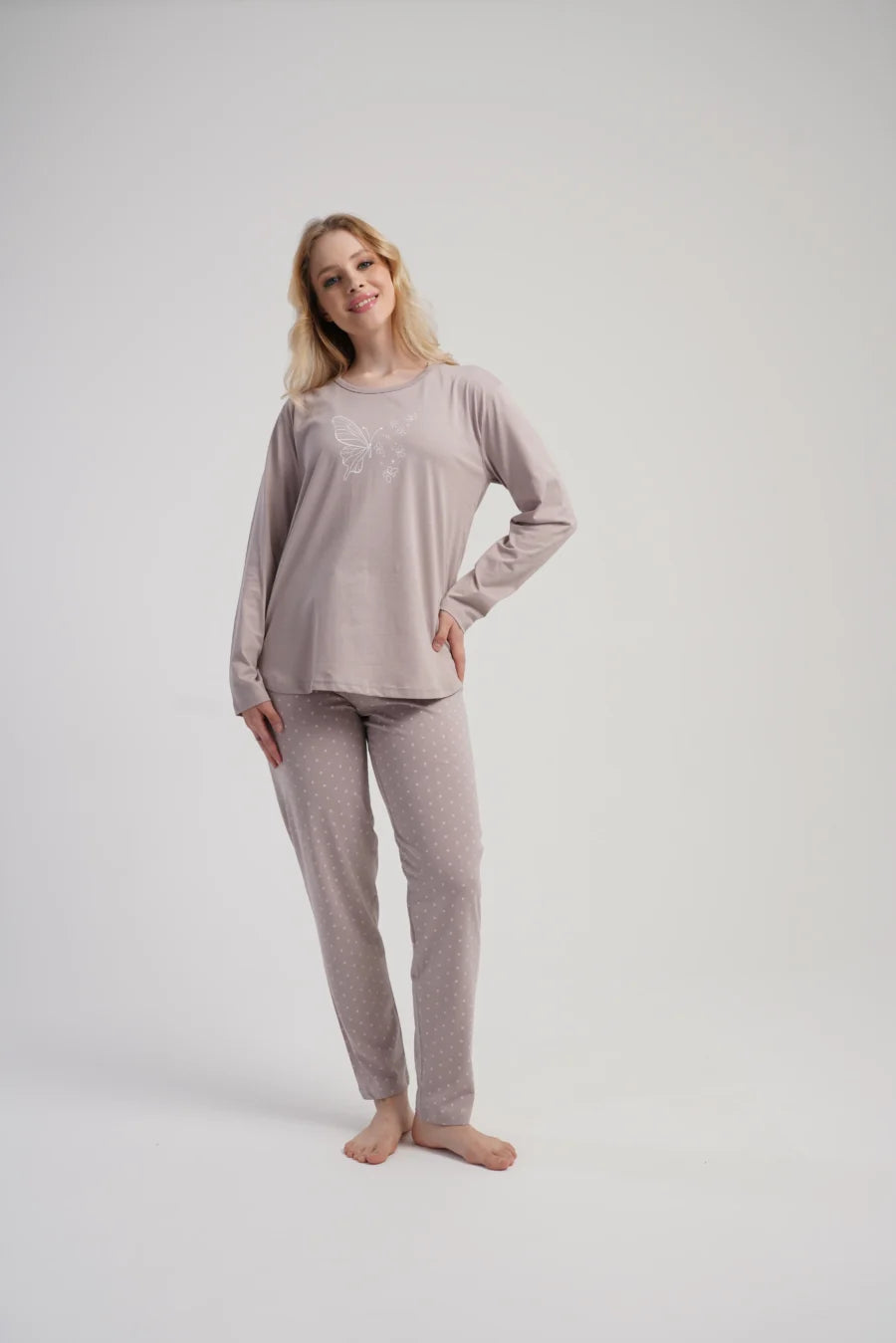 Piżama Damska Vienetta Butterfly Comfort, Beżowy, r. 1XL-4XL