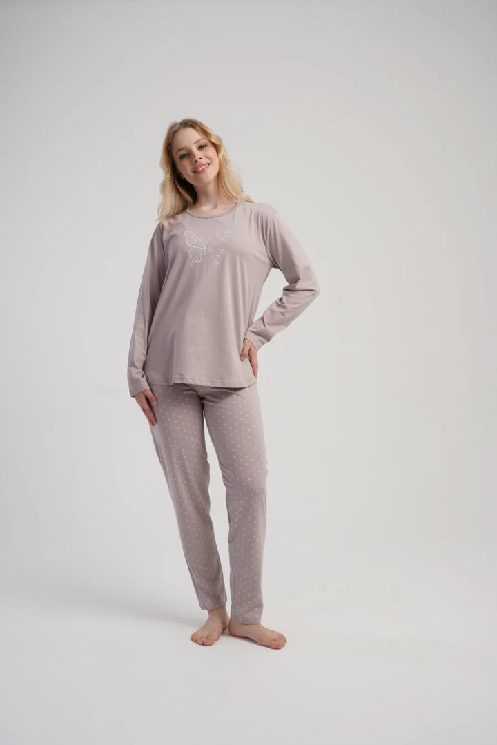 Piżama Damska Vienetta Butterfly Comfort, Beżowy, r. 1XL-4XL