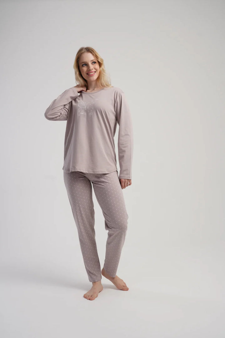 Piżama Damska Vienetta Butterfly Comfort, Beżowy, r. 1XL-4XL
