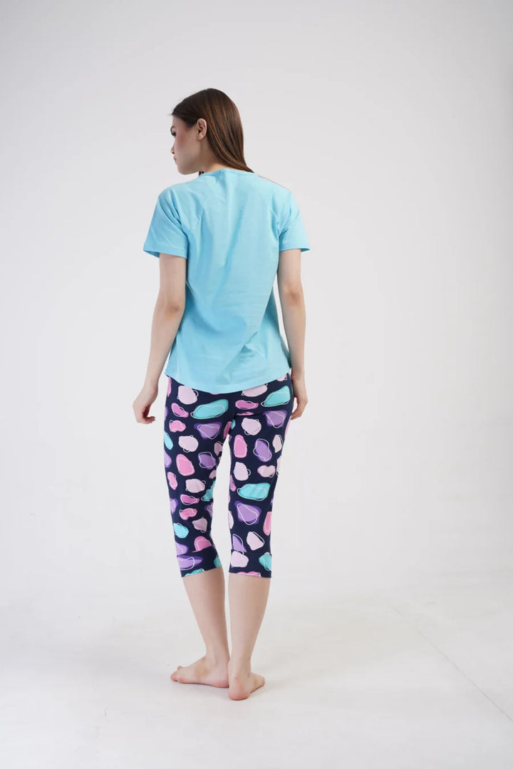 Piżama Damska Vienetta Giraffe, Niebieski, r. S-XL