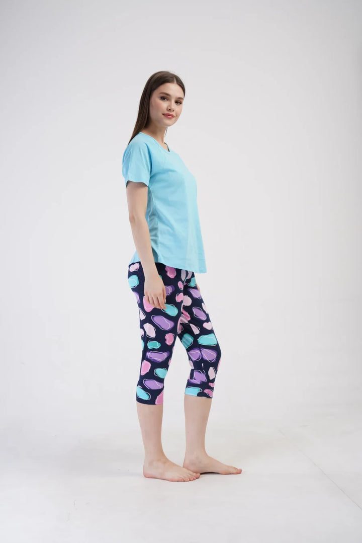 Piżama Damska Vienetta Giraffe, Niebieski, r. S-XL