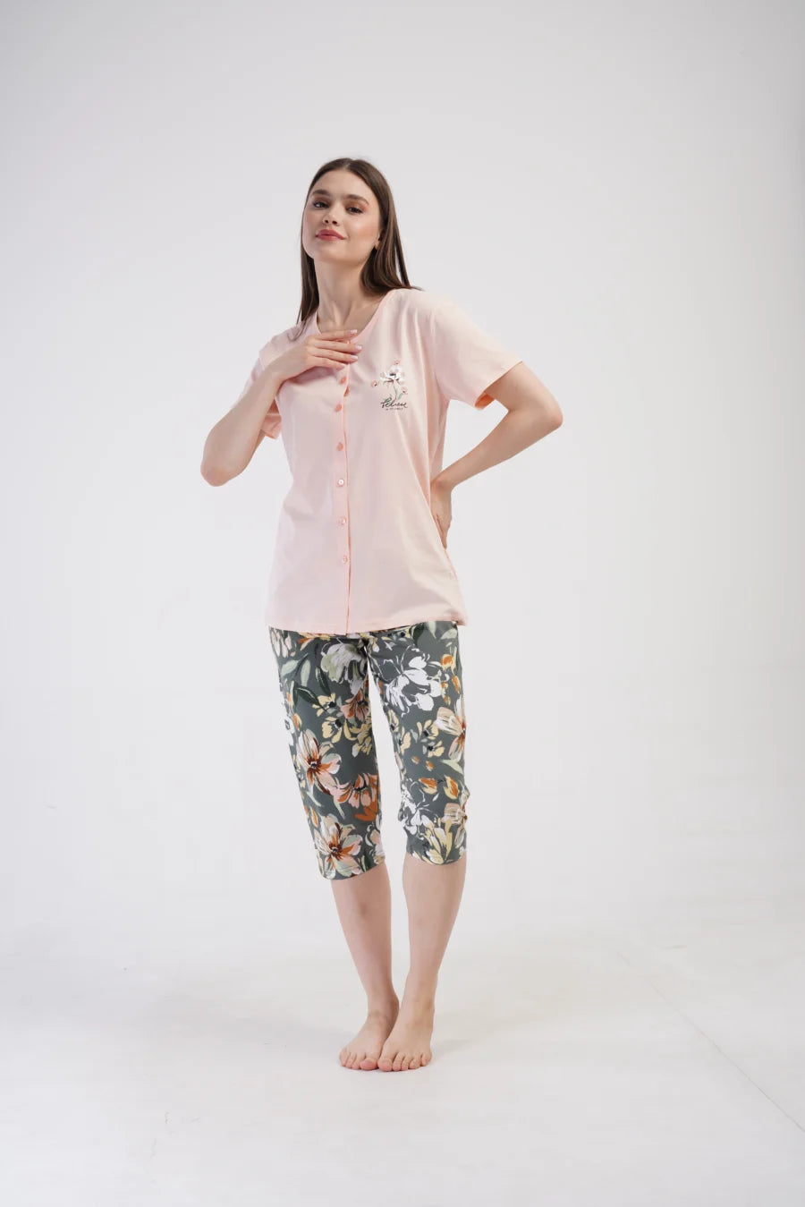 Piżama Damska Vienetta Believe, Brzoskwiniowy, r. 1XL-4XL