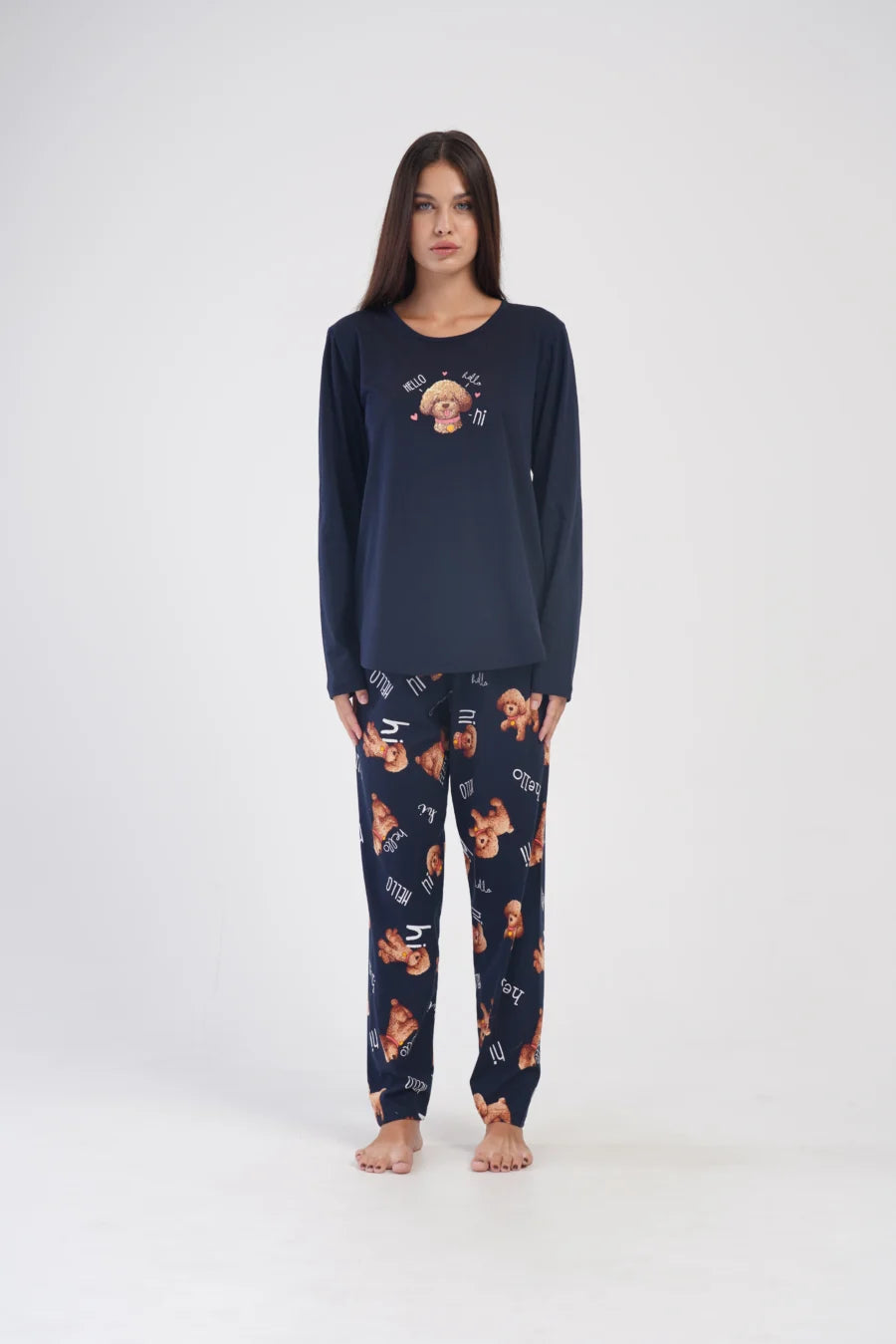 Piżama Damska Vienetta Hi Doggy, Granatowy, r. 1XL-4XL