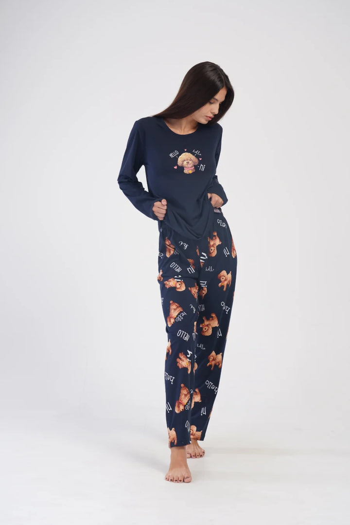 Piżama Damska Vienetta Hi Doggy, Granatowy, r. 1XL-4XL