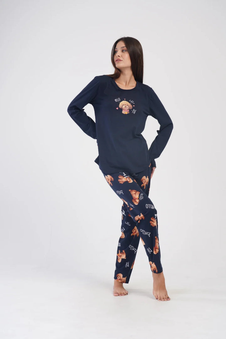 Piżama Damska Vienetta Hi Doggy, Granatowy, r. 1XL-4XL