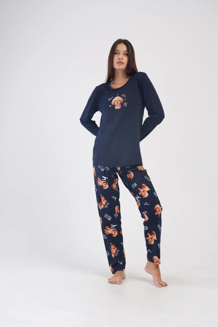 Piżama Damska Vienetta Hi Doggy, Granatowy, r. 1XL-4XL