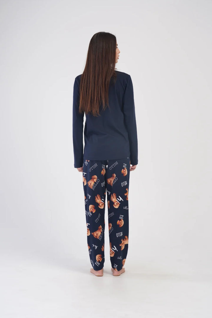 Piżama Damska Vienetta Hi Doggy, Granatowy, r. 1XL-4XL