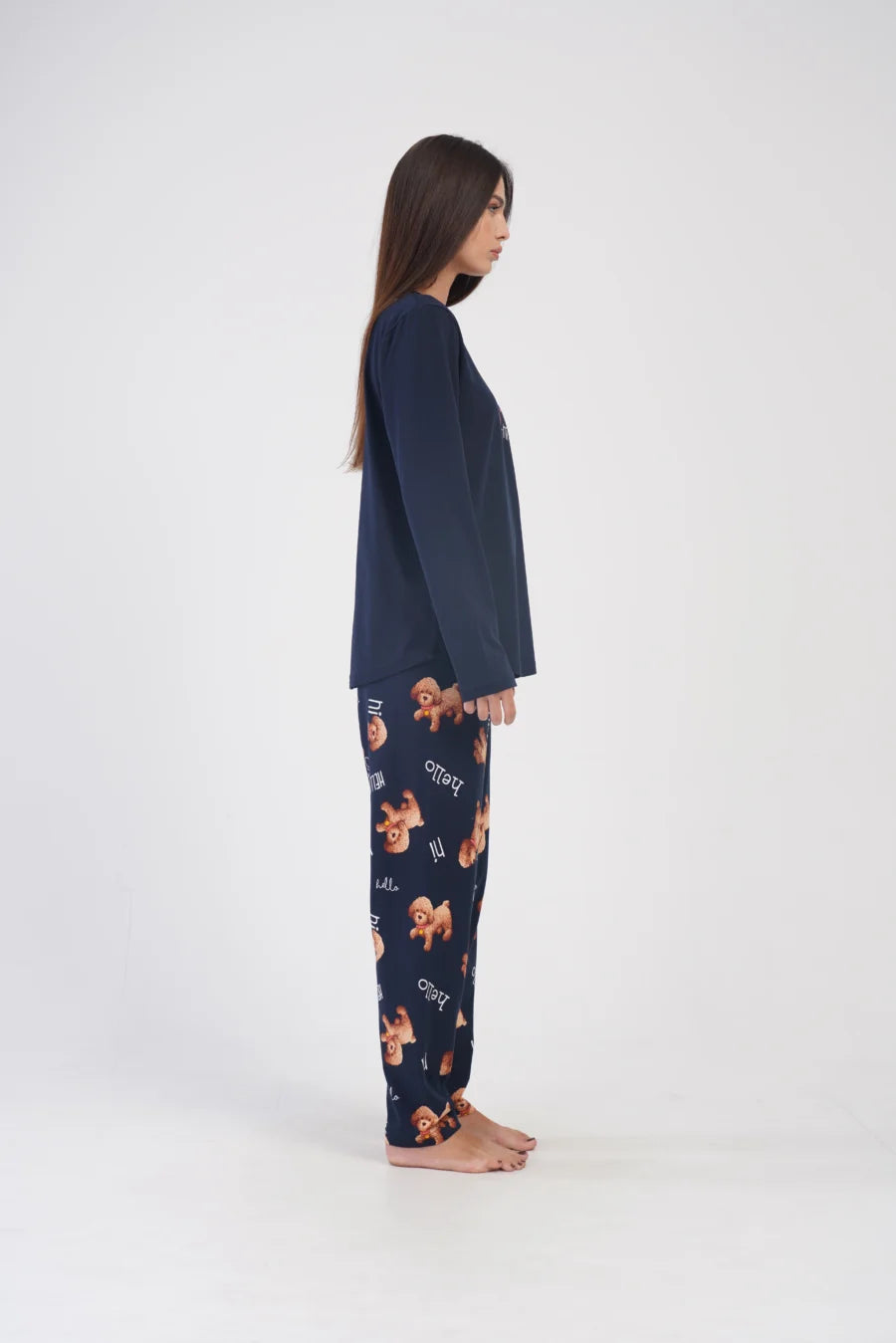 Piżama Damska Vienetta Hi Doggy, Granatowy, r. 1XL-4XL