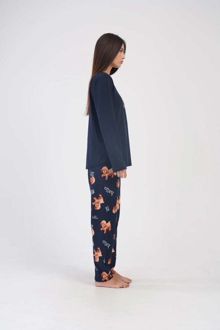 Piżama Damska Vienetta Hi Doggy, Granatowy, r. 1XL-4XL