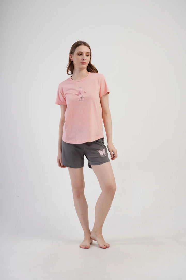 Piżama Damska Vienetta Butterflies, Różowy, S -XL