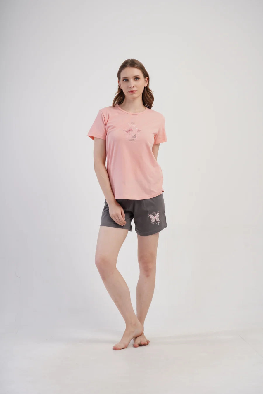 Piżama Damska Vienetta Butterflies, Różowy, S -XL