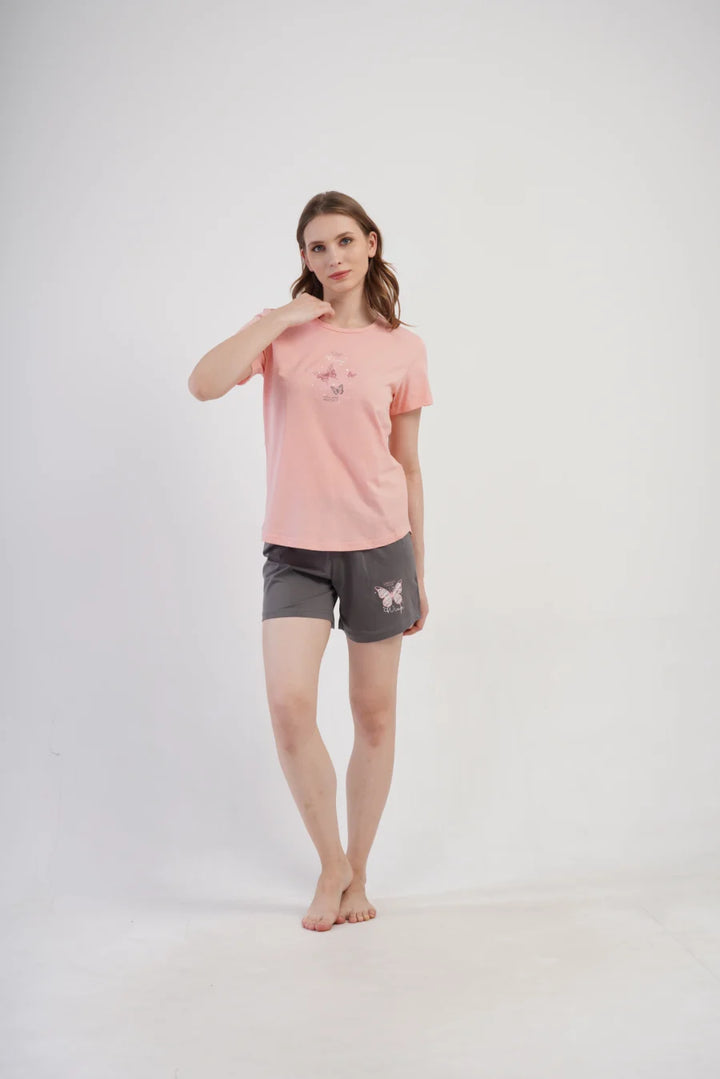 Piżama Damska Vienetta Butterflies, Różowy, S -XL