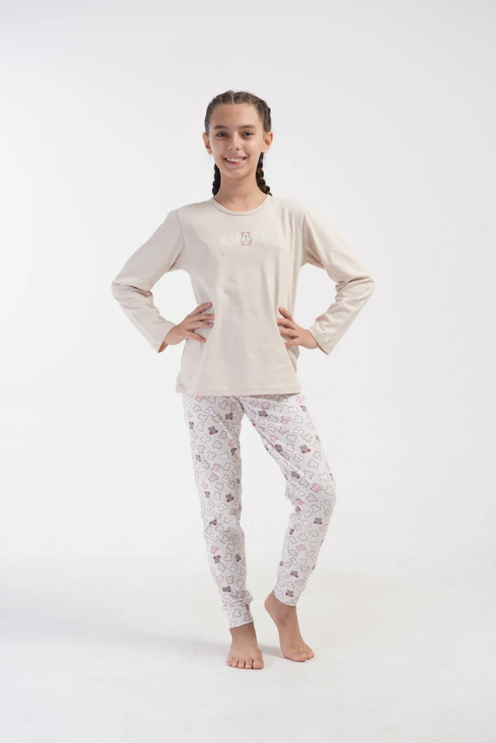 Piżama dziewczęca Vienetta Sweet Amore, Beżowy, r. 134 - 164