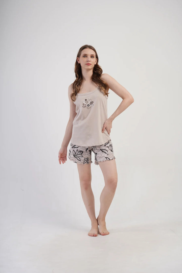 Piżama Damska Vienetta Enjoy Every moment, Beżowy, 1XL-4XL