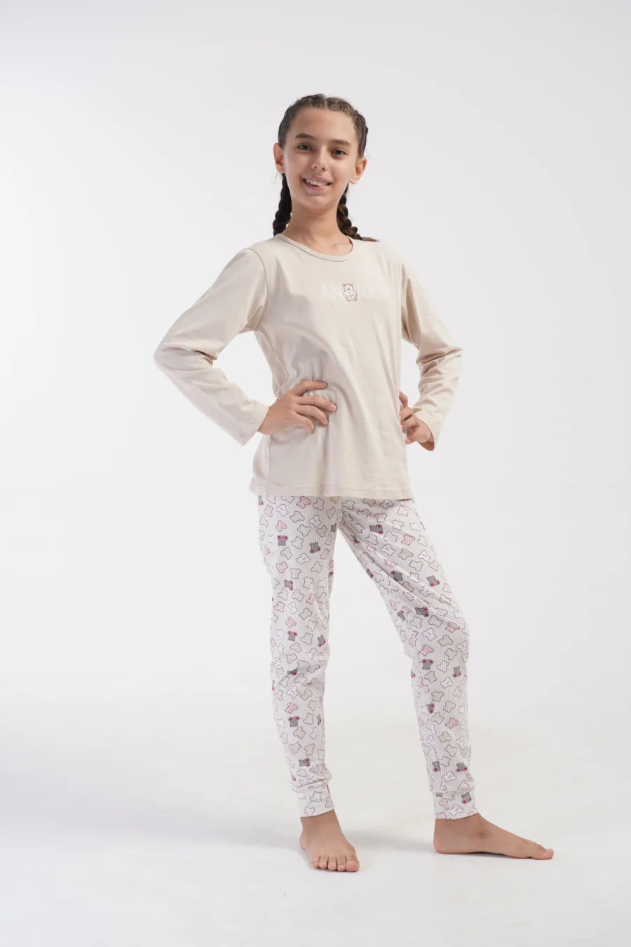 Piżama dziewczęca Vienetta Sweet Amore, Beżowy, r. 134 - 164