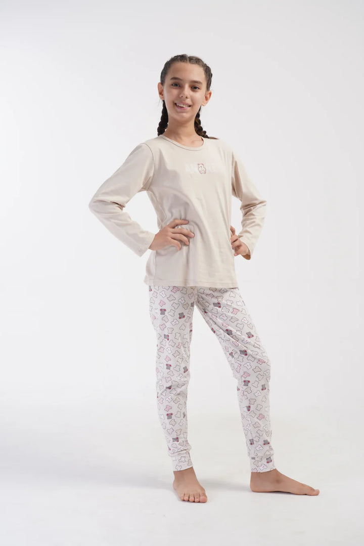 Piżama dziewczęca Vienetta Sweet Amore, Beżowy, r. 134 - 164