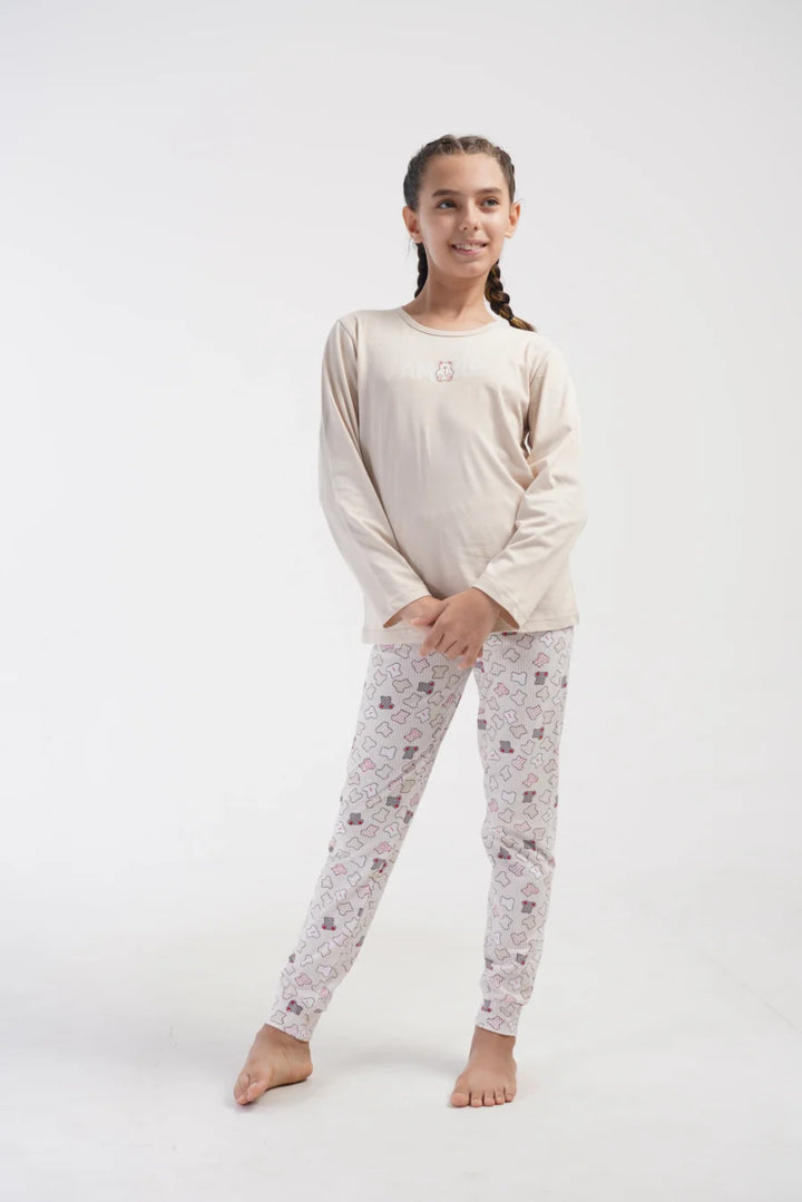 Piżama dziewczęca Vienetta Sweet Amore, Beżowy, r. 134 - 164