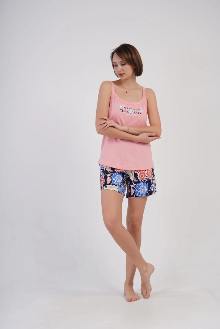 Piżama Damska Vienetta Amour, Różowy, 1XL-4XL