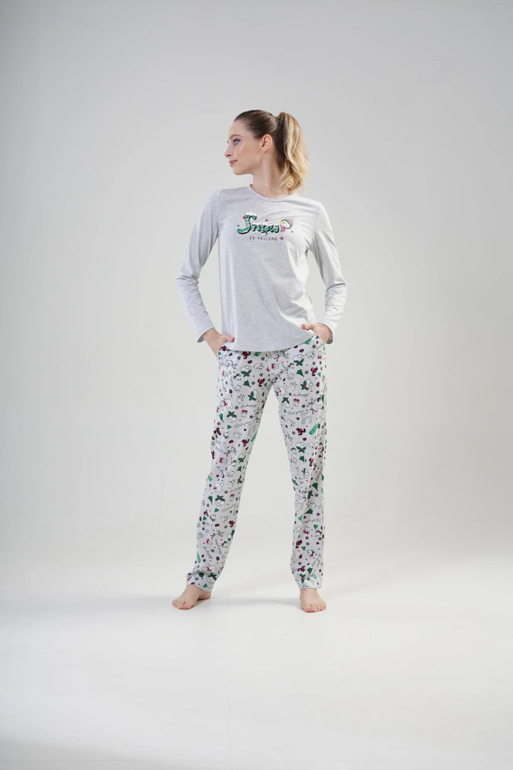 Piżama Damska Vienetta Snow is Falling, Szary, r. S-XL