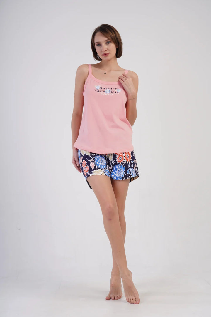 Piżama Damska Vienetta Amour, Różowy, 1XL-4XL