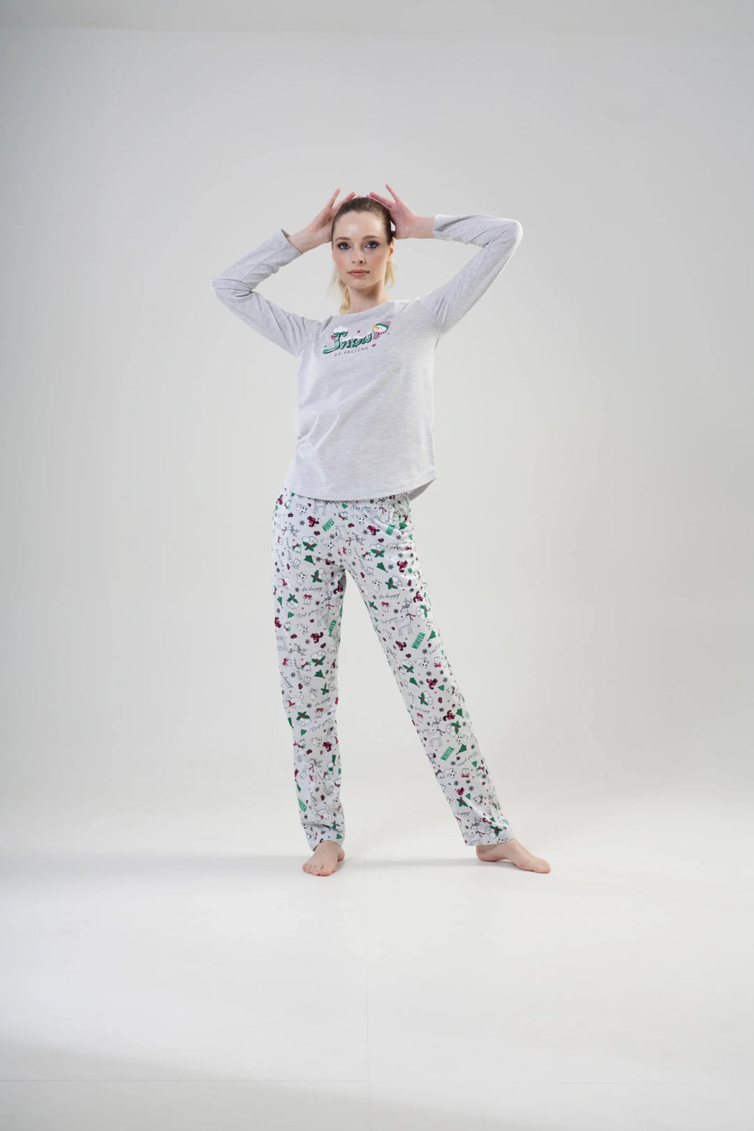 Piżama Damska Vienetta Snow is Falling, Szary, r. S-XL