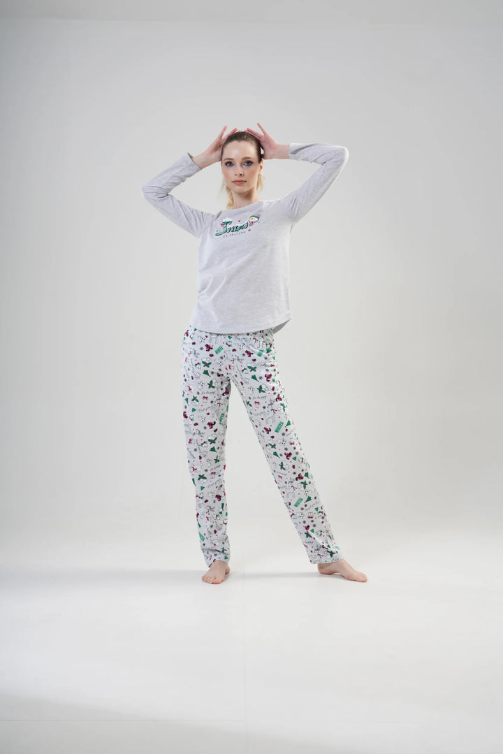 Piżama Damska Vienetta Snow is Falling, Szary, r. S-XL