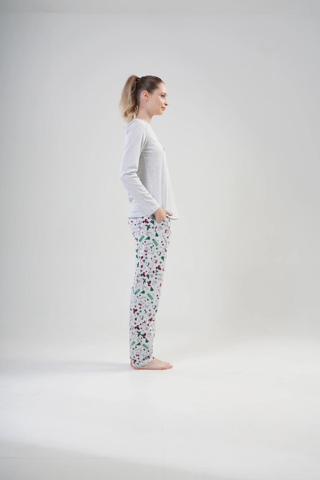 Piżama Damska Vienetta Snow is Falling, Szary, r. S-XL