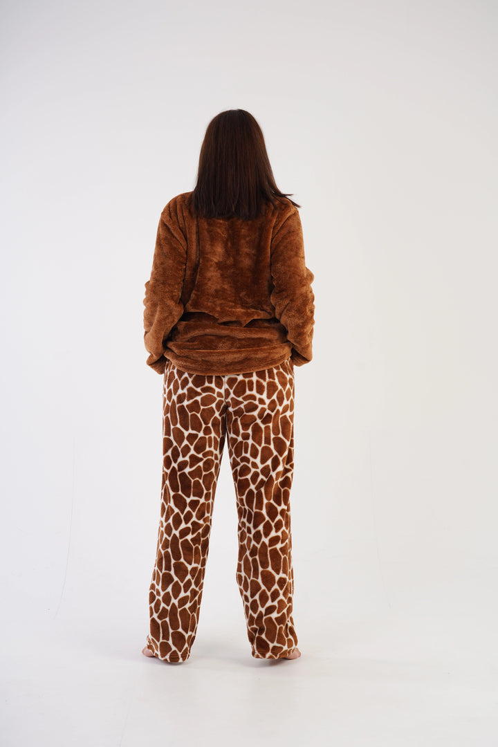 Piżama Damska Softowa Vienetta Classic Girafe Plus Size, brązowa, r. 1XL-4XL