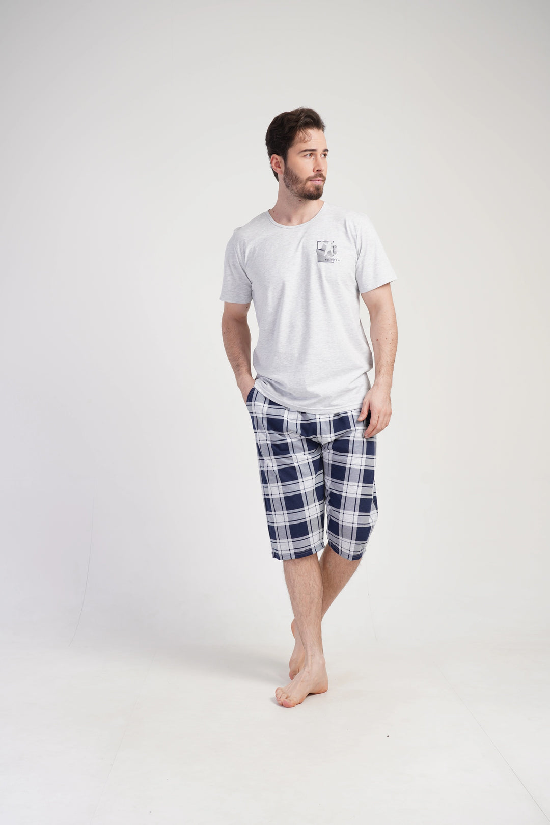 Piżama Męska Vienetta Cool Skater, Szary, r. M-XL