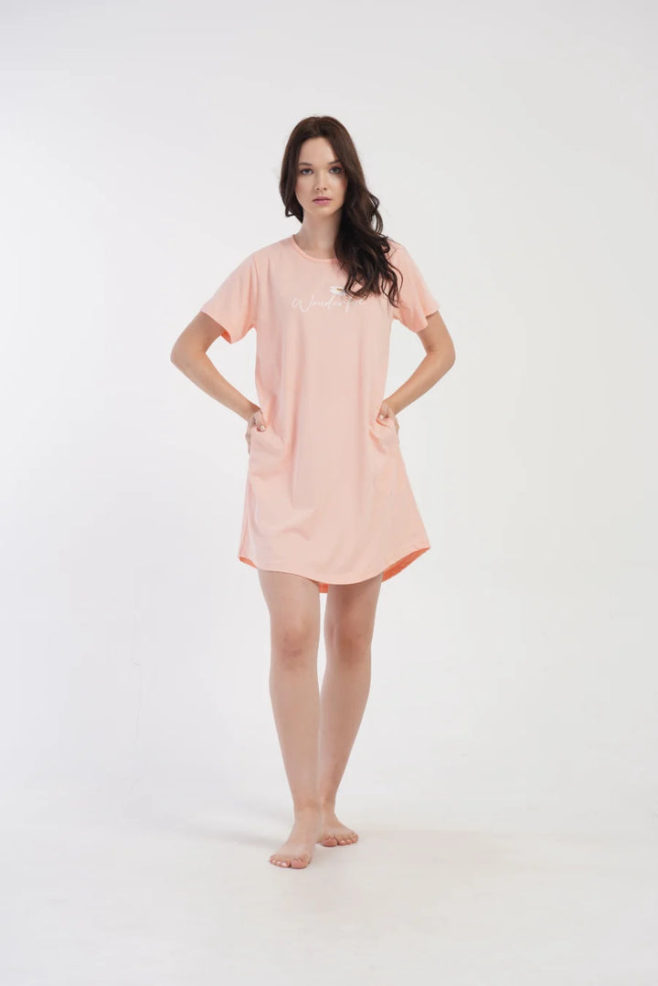 Koszula Nocna Damska Vienetta, Wonderful, Brzoskwiniowy, r. 1XL - 4XL