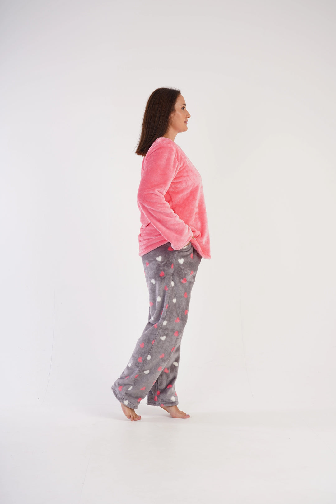 Piżama Damska Softowa Vienetta Plushy Pinki, różowo-szara, r. 1XL-4XL