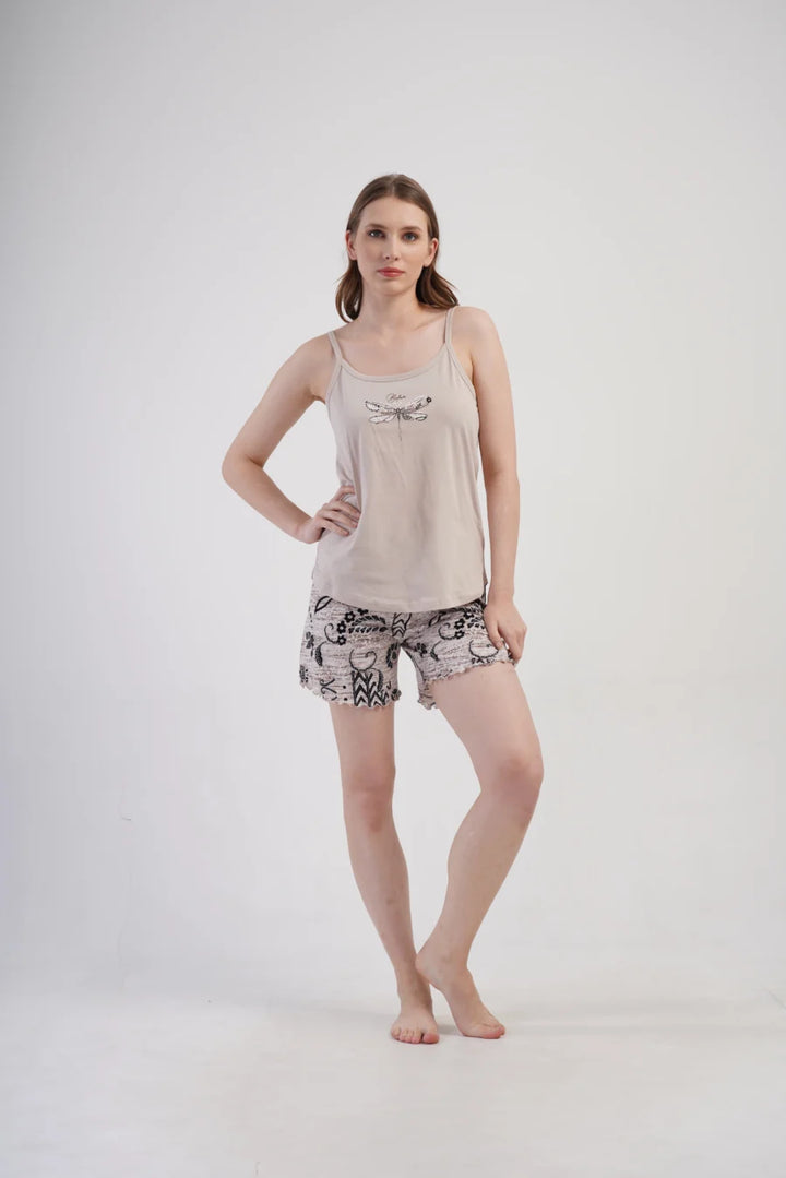 Piżama Damska Vienetta Believe, Beżowy, S -XL