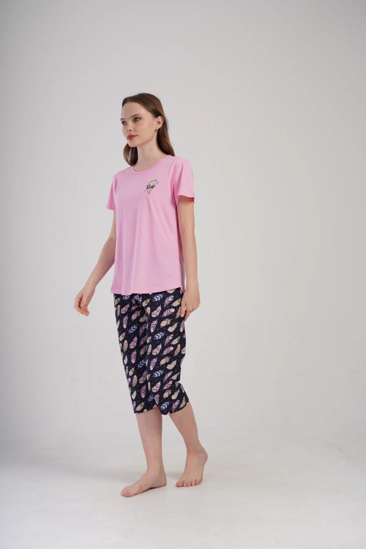 Piżama Damska Vienetta Feather Comfort, Różowy, r. M-XXL