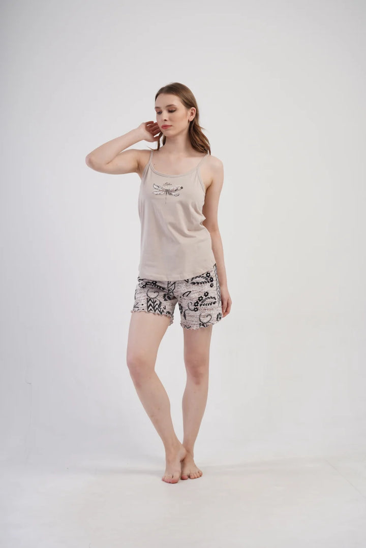 Piżama Damska Vienetta Believe, Beżowy, S -XL